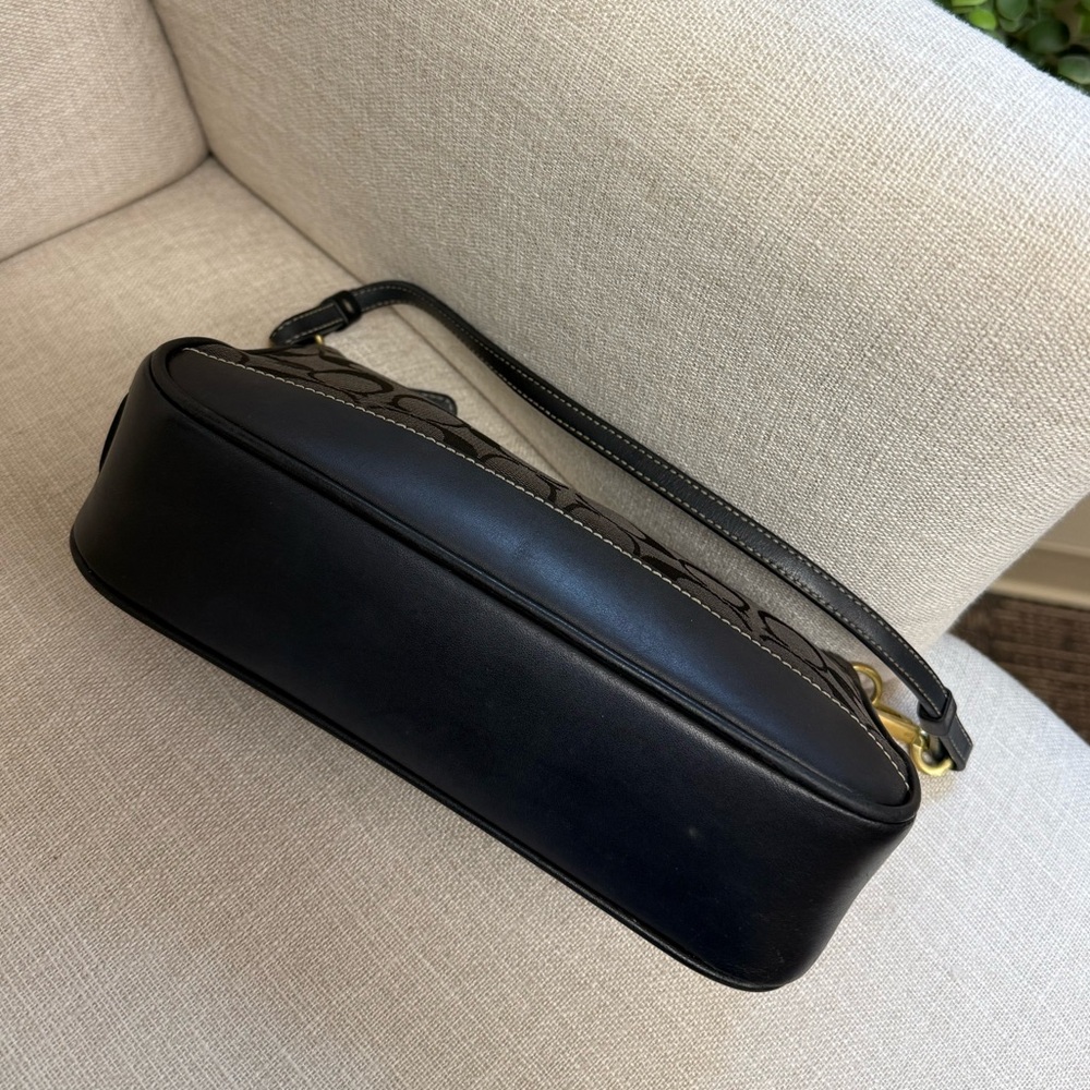 Vintage Coach Signature Mini Demi Pouch Hand Bag Canvas Leather 6094 - Picture 6 of 6